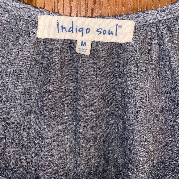 Indigo Soul Gray Embroidered 3/4 Sleeve Knee Length Dress Tunic Size Medium. - Picture 2 of 6